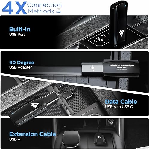 Miniatura 2 de Adaptador inalámbrico Android Auto para el coche Android auto pequeño dongle para OEM con cable modelo de coche 2017+ Play Plug USB C a A, Cable de