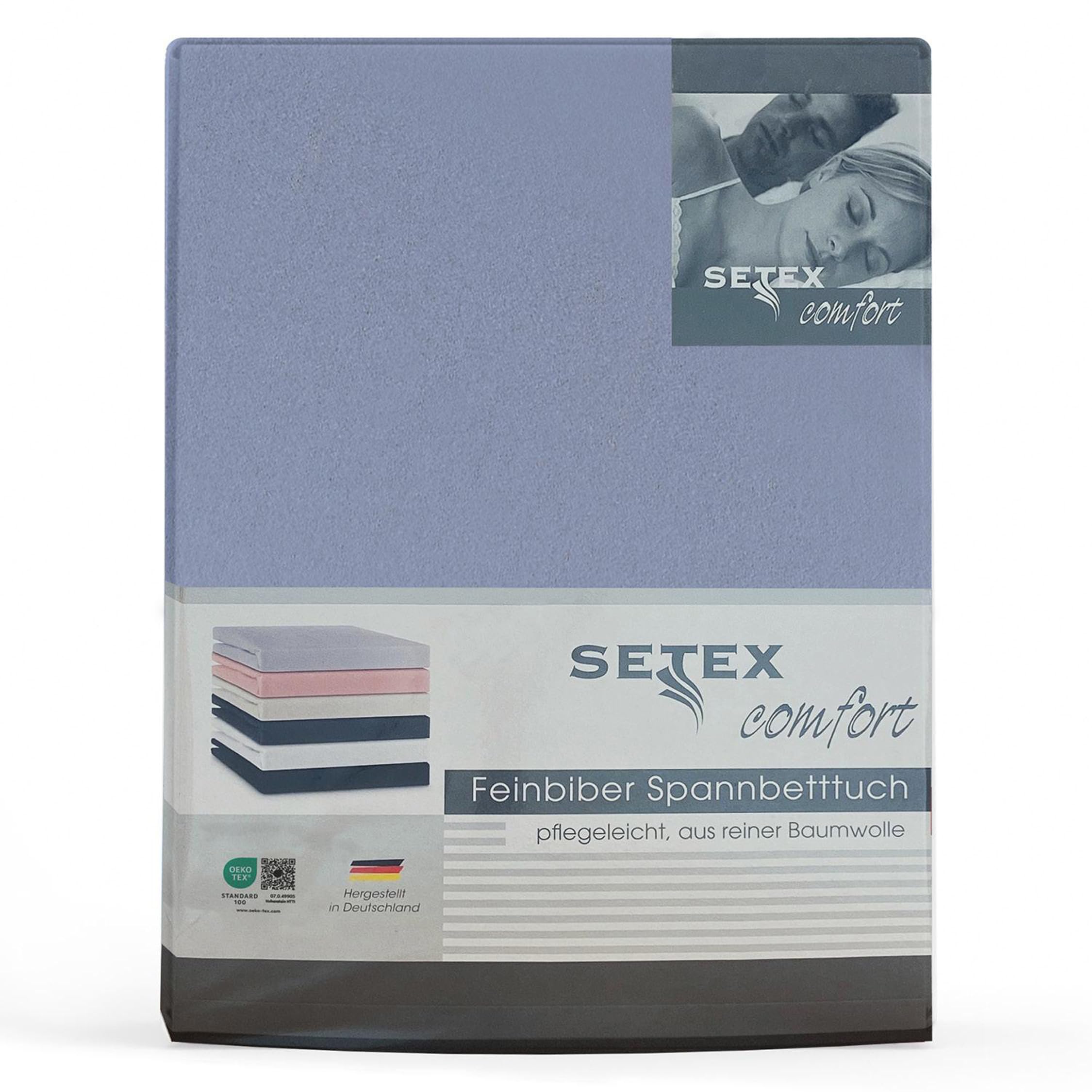 Setex - Feinbiber Bettlaken mit Gummizug kuschelig weich - Biber Spannbettlaken aus 100% Baumwolle mit rundum Spanngummi - Bettwäsche ganzjährig - Betttuch 100x200 cm Hellblau