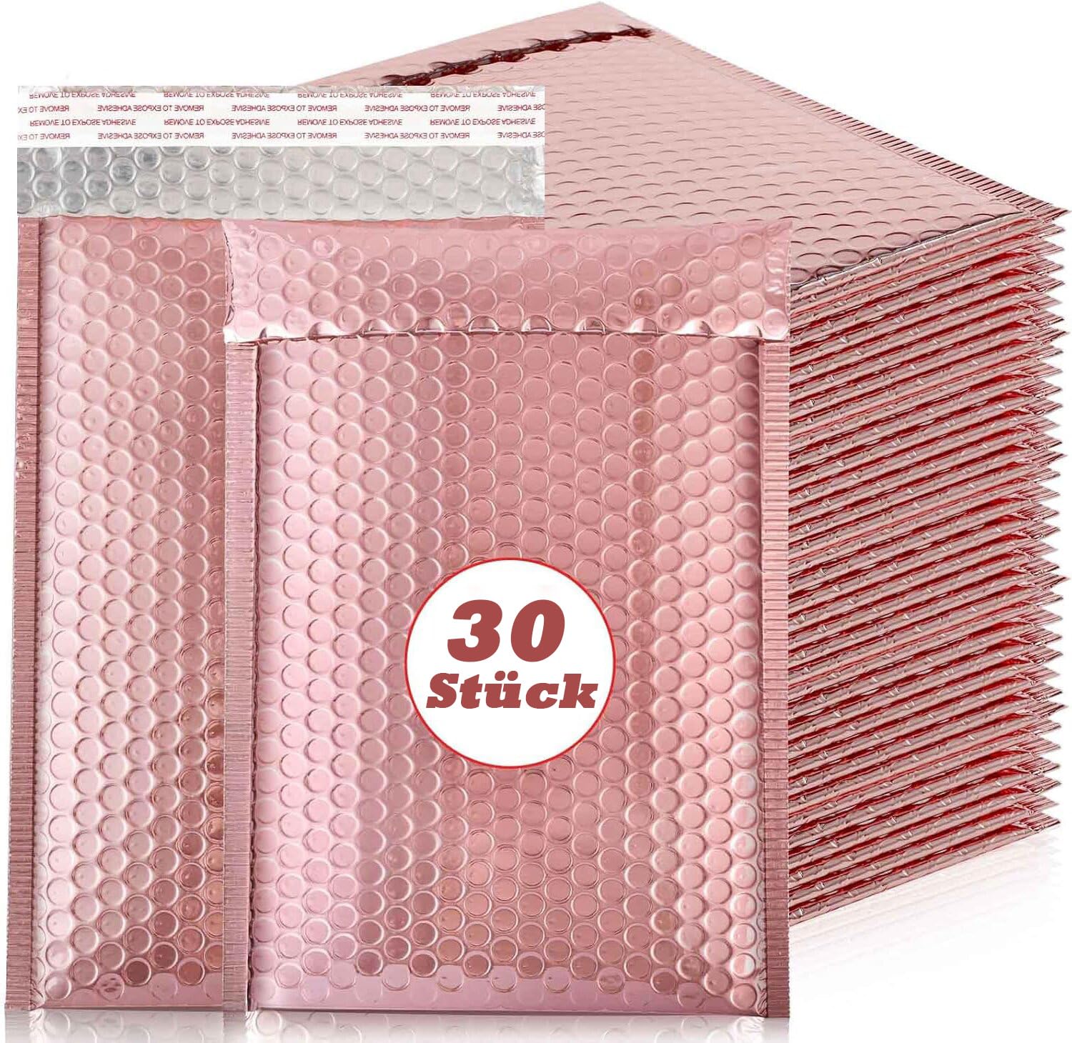 30 buste a bolle d'aria, oro rosa