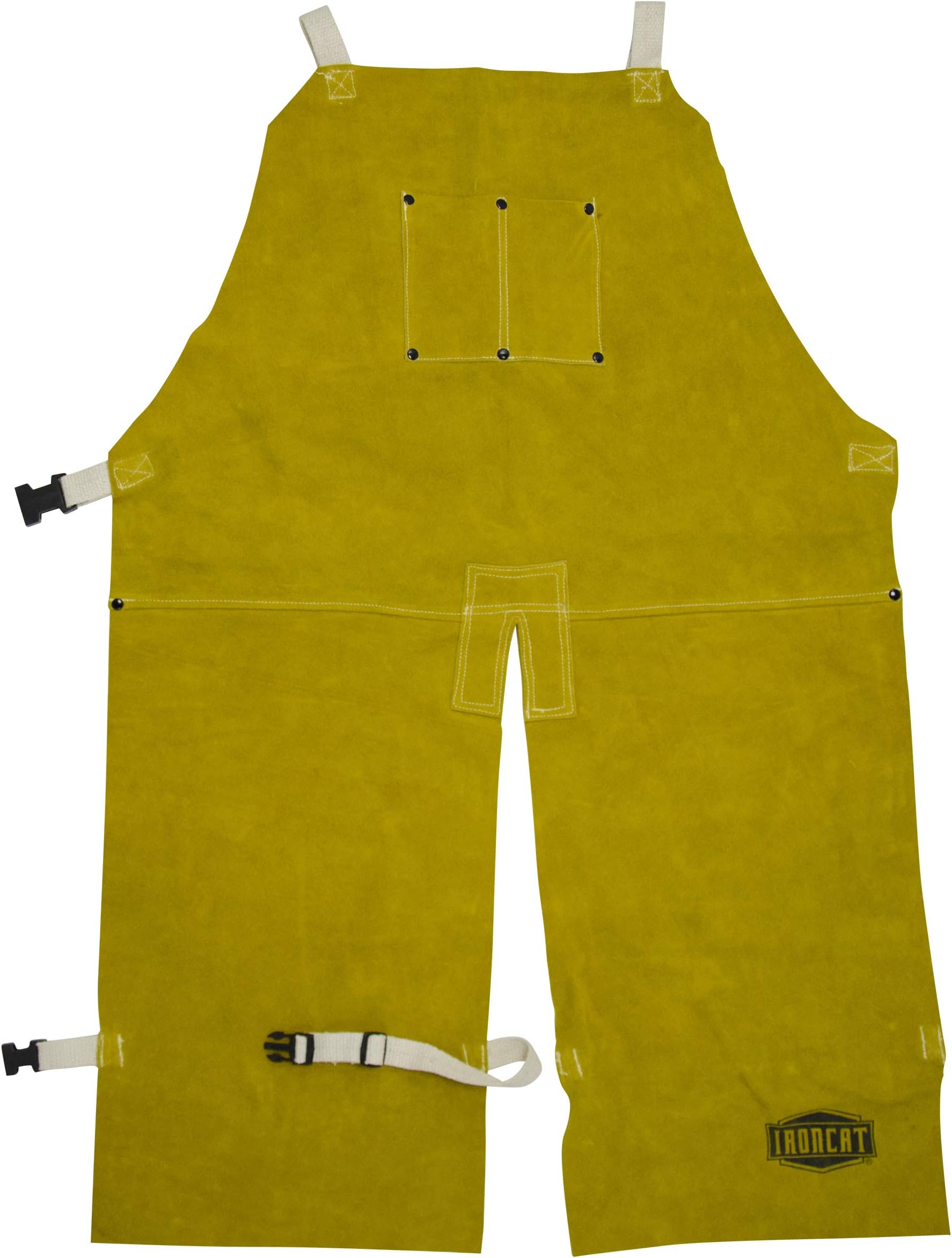 IRONCAT 7011 Heat Resistant Split Cowhide Leather Welding Split Leg Bib Apron 24 W x 42 L