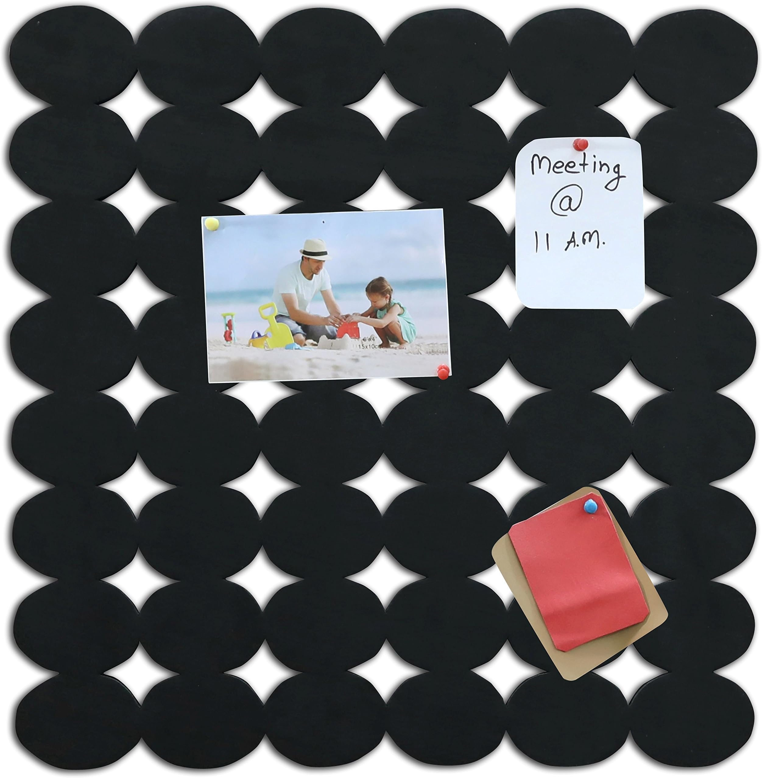 Marine Pearl Multifunctional 19x19 Inch Frameless Soft Pin Up Bulletin Notice Photo Board for Home/Office/Kids Room (Oval Black)