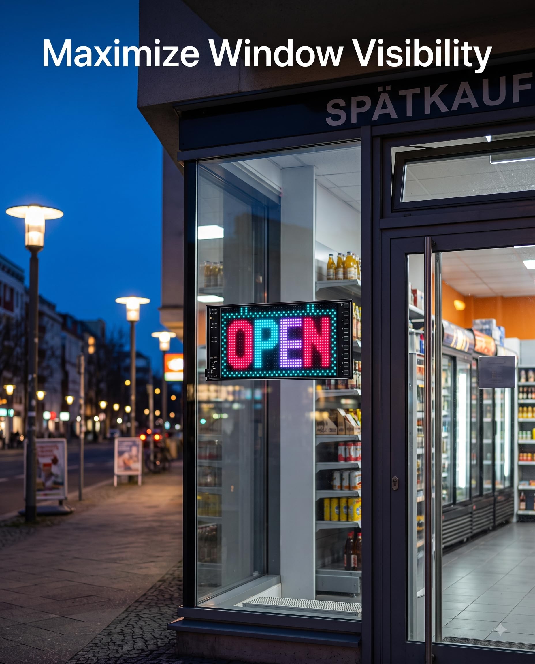 Targa a LED Open con scritta "Dislplay" programmabile e flessibile | Scritta controllata tramite app, display a LED a matrice da 33 x 20 cm, alternativa al neon, ideale per la decorazione di