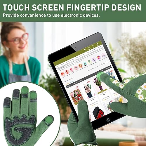 Miniatura 2 de Guantes de jardinería para mujer, para poda de rosas, a prueba de espinas, transpirables, para pantalla táctil, guantes de jardín largos con