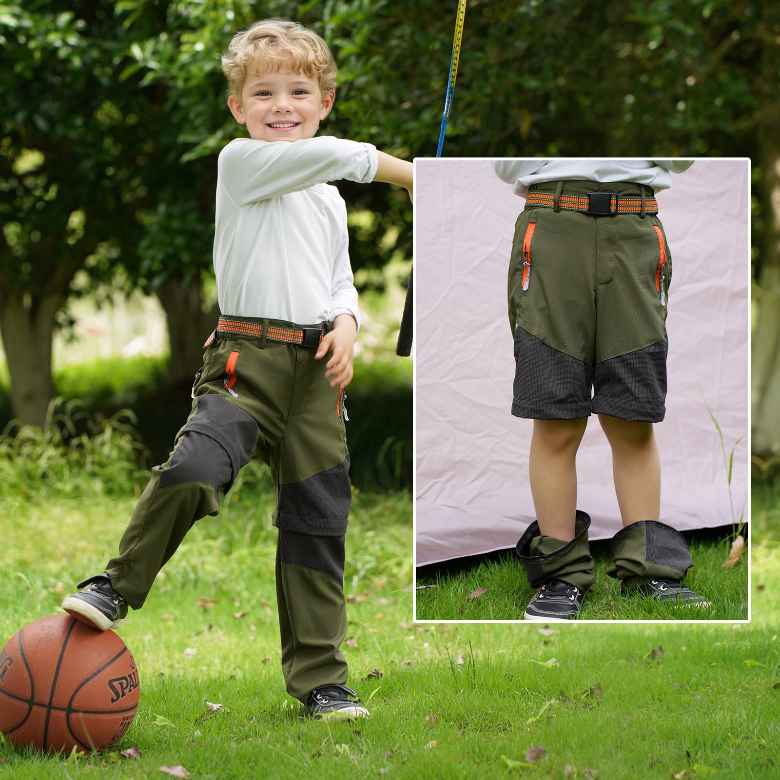 SUKUTU Pantaloni con Zip 2 in 1 per Bambini, Ragazzi, Ragazze, Pantaloni Estivi da Trekking ad Asciugatura Rapida, Pantaloni Corti Leggeri per l'outdoor