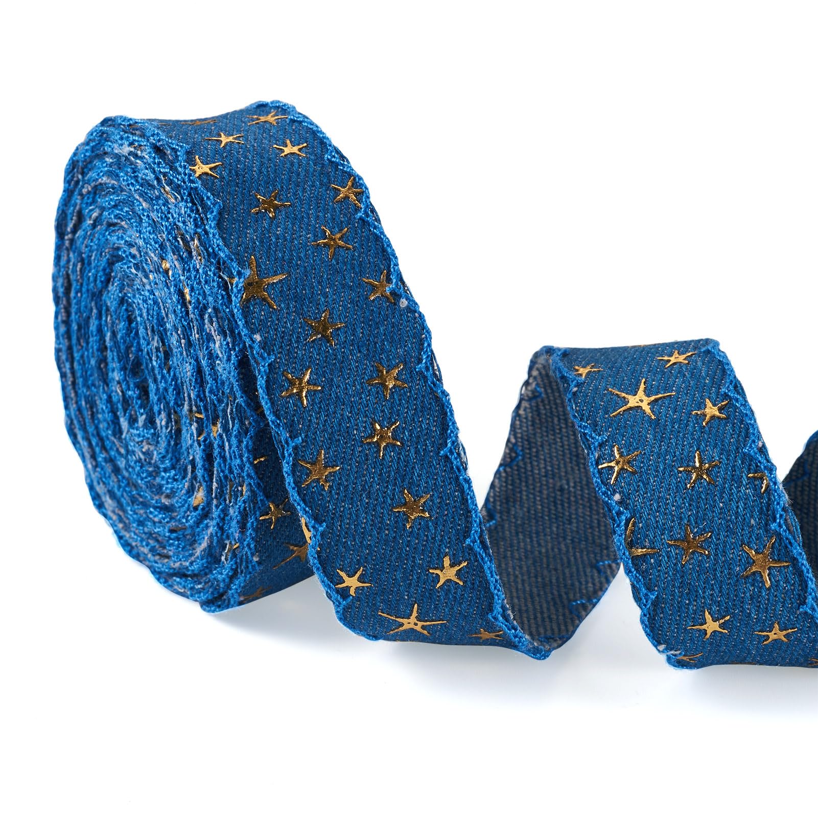 Amazon.com: Pandahall 5 Yards 3D Gold Star Denim Ribbon for Sewing