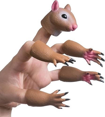 AQKILO Handi - Marioneta de mano con diseño de ardilla, marionetas de animales para el dedo para niños.