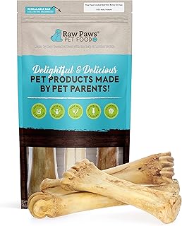 Raw Paws Smoked Beef Shin Bones for Dogs, 8-inch, 3-ct - Made in USA - Free-Range, Grass-Fed, Naturally Smoked - Dog Chew for Aggressive Chewers - Beef Dog Bones for Large Breeds