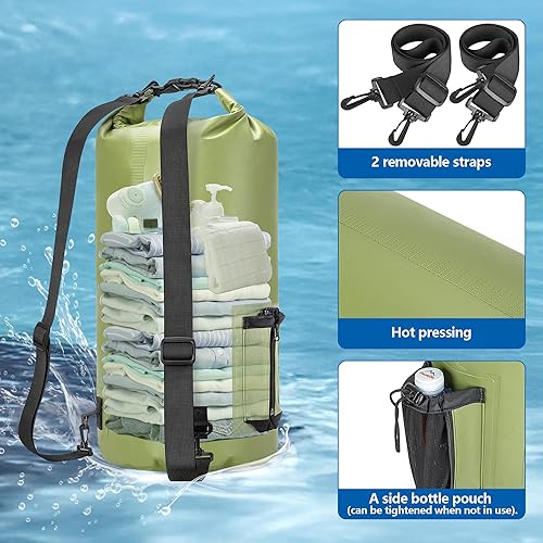 Miniatura 4 de Bolsa seca impermeable de 30L con enfriador desmontable de 20 L, mochila enfriadora con bolsillo para teléfono y bolsa para botellas, adecuada para