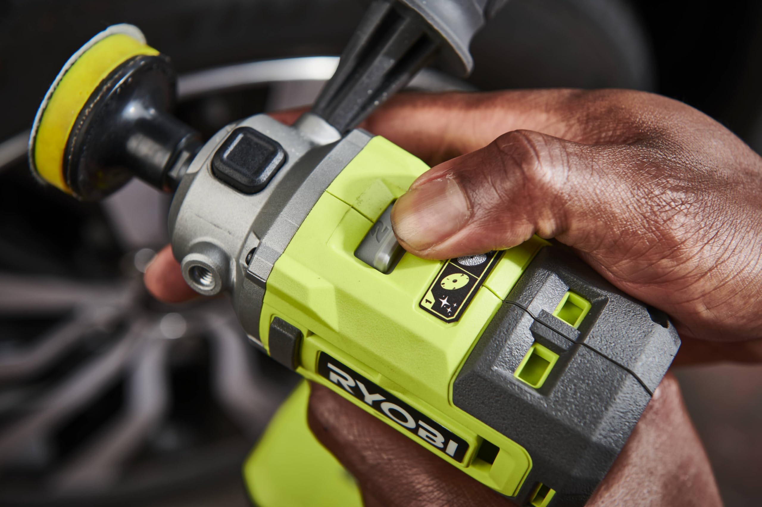 RYOBI 18 V ONE+ Akku-Polierer-und Schleifmaschine RDP18-0 (50/75 mm Polierteller, 2-Gang-Getriebe, abnehmbarer Handgriff, ohne Akku und Ladegerät)