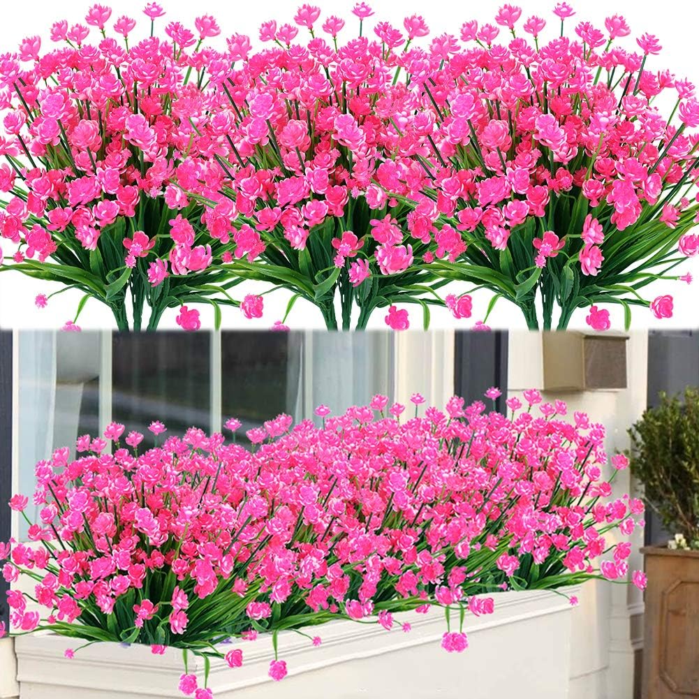 ArtBloom 20 Bundles Outdoor Artificial Fake Flowers UV Resistant Shrubs Plants, Faux