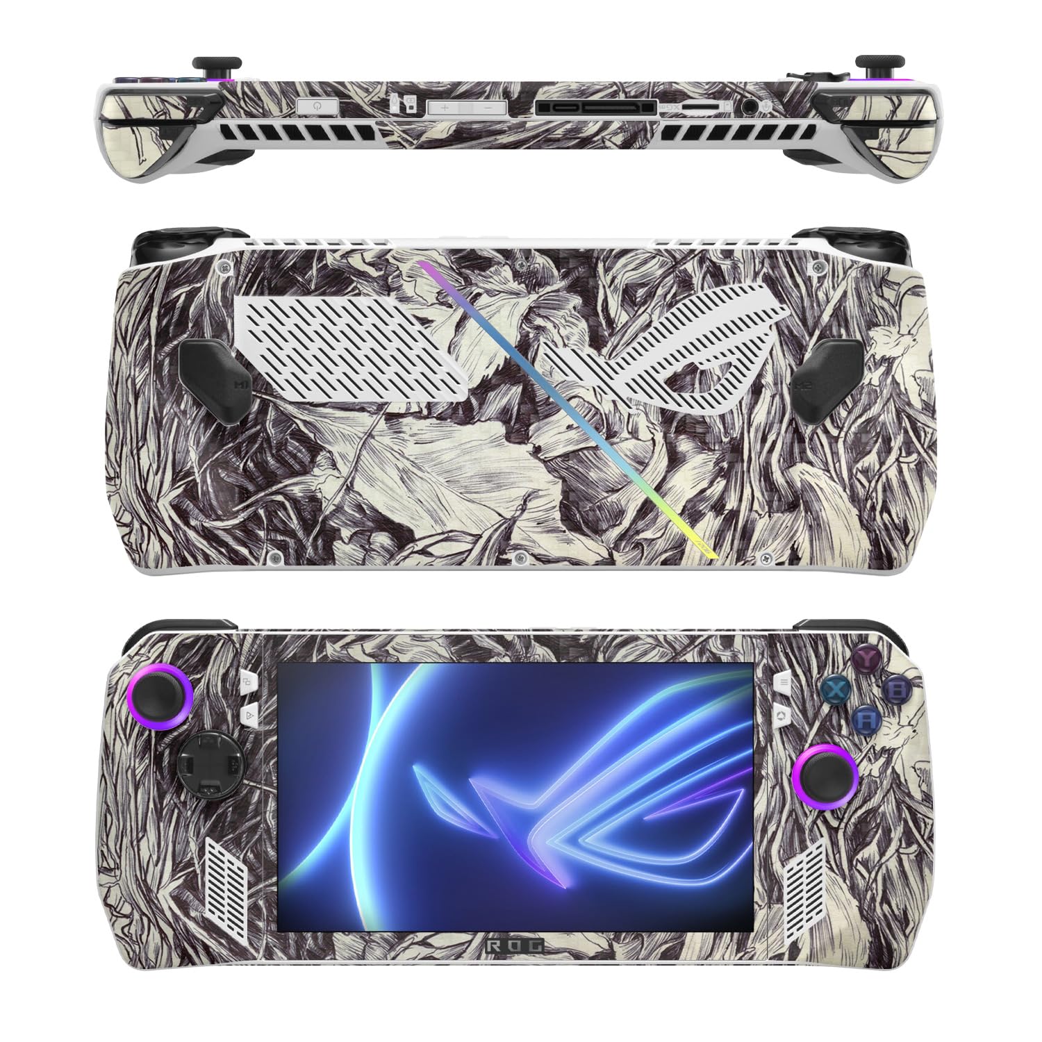 MightySkins Carbon Fiber Skin Compatible with Asus ROG Ally - Nest Sketch | Protective, Durable Textured Carbon Fiber Finish | Easy to Apply