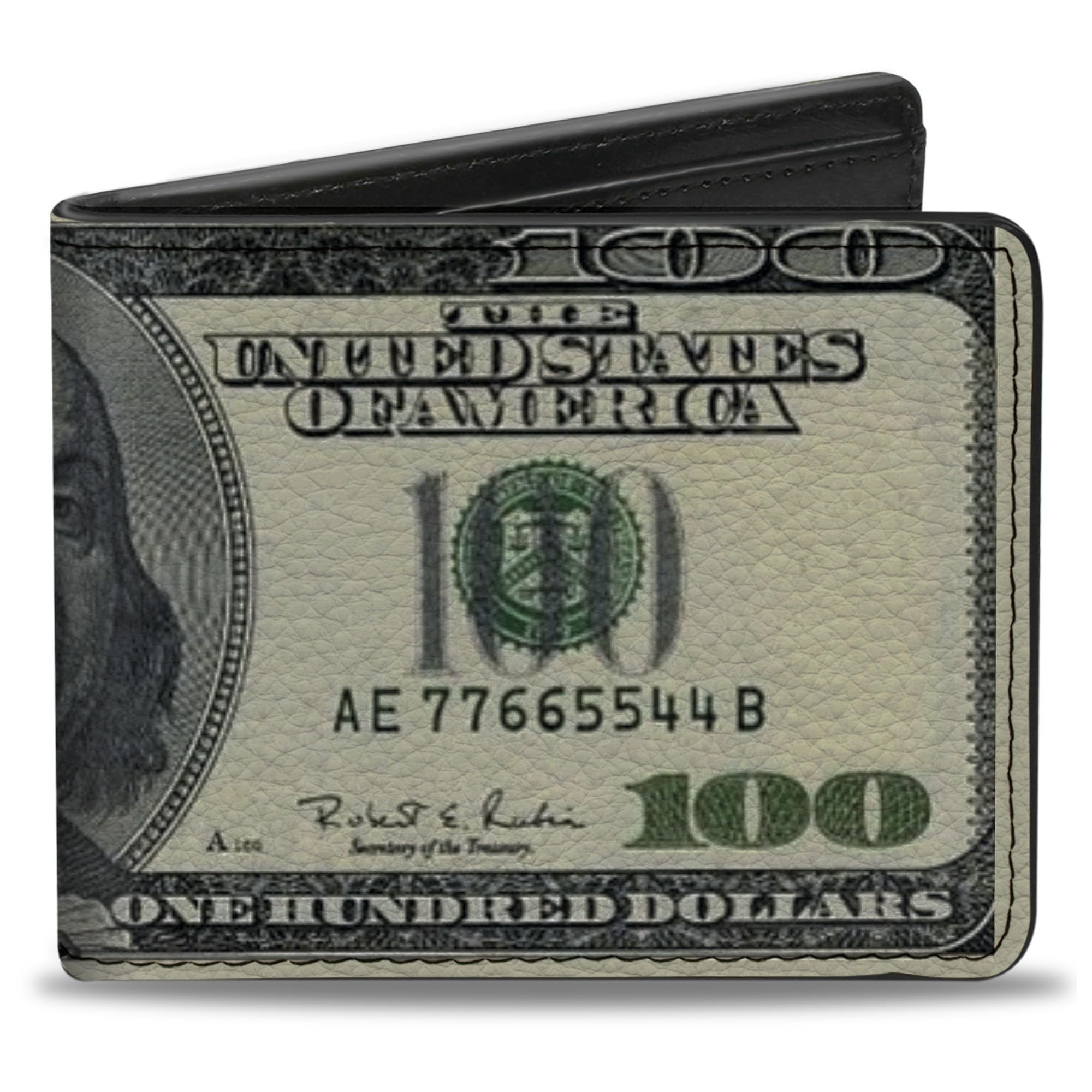 Buckle-Down Mens Bifold Wallet-100 Dollar Bills, Multicolor, 4.0 x 3.5 US