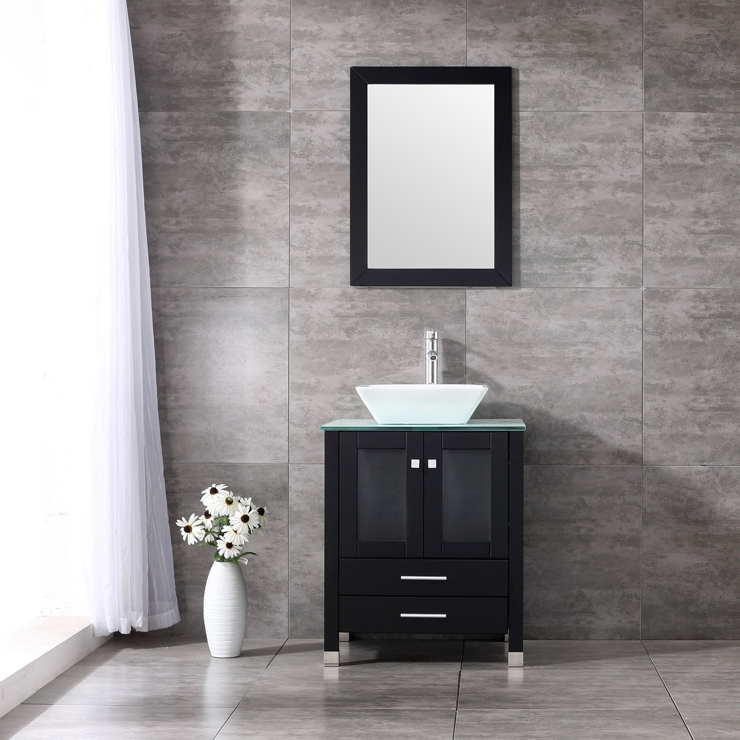 BATHJOY 24” Modern Single Wood Bathroom Vanity Cabinet White
