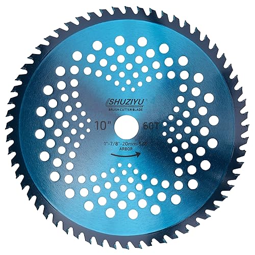 10"-60T. Arbor de 1" con adaptador de arandela 78"-20mm-58", cuchilla cortadora de cepillo, cuchilla de malas hierbas. Adecuado para Husqvarna,