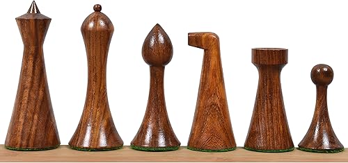 Miniatura 6 de Royal Chess Mall Herman Ohme - Juego de ajedrez minimalista solo piezas de ajedrez, palisandro dorado y madera de boj, tamaño King de 3.6 pulgadas,