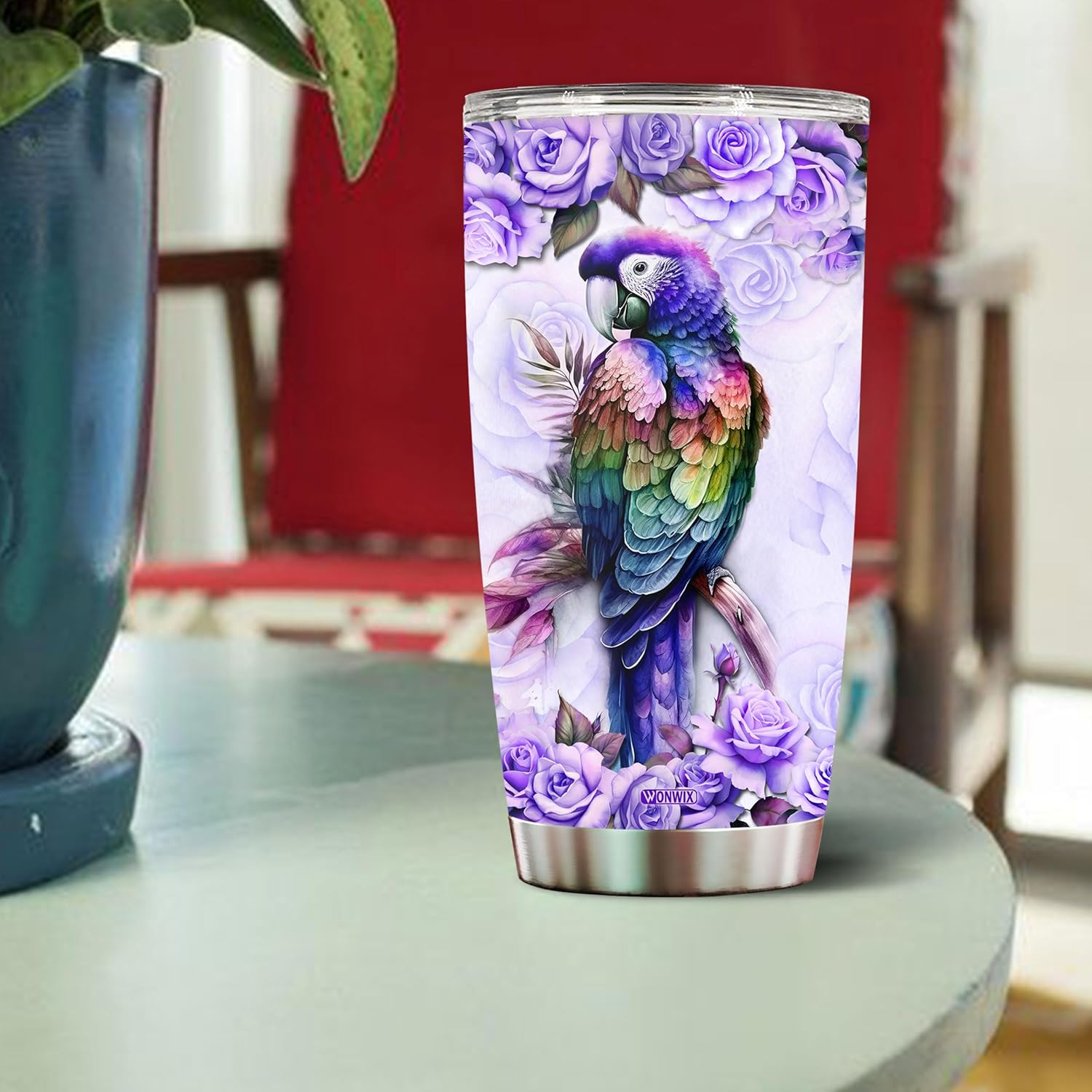 Personalized Parrot Gifts for Women Insulated Stainless Steel 20oz Coffee Mug, Travel Cup Water Bottle Tumbler Gift for Girls, Wife, Daughter, Christmas, Birthday, Mother's Day, Valentine