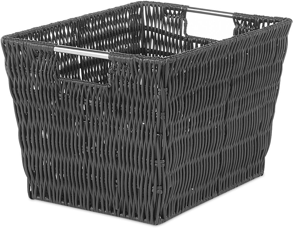 Whitmor Rattique Small Storage Tote, Black