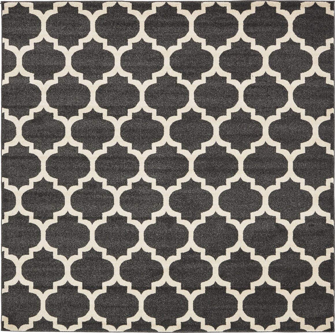 Unique Loom Trellis Collection Area Rug - Philadelphia (8' Square Black/Beige)