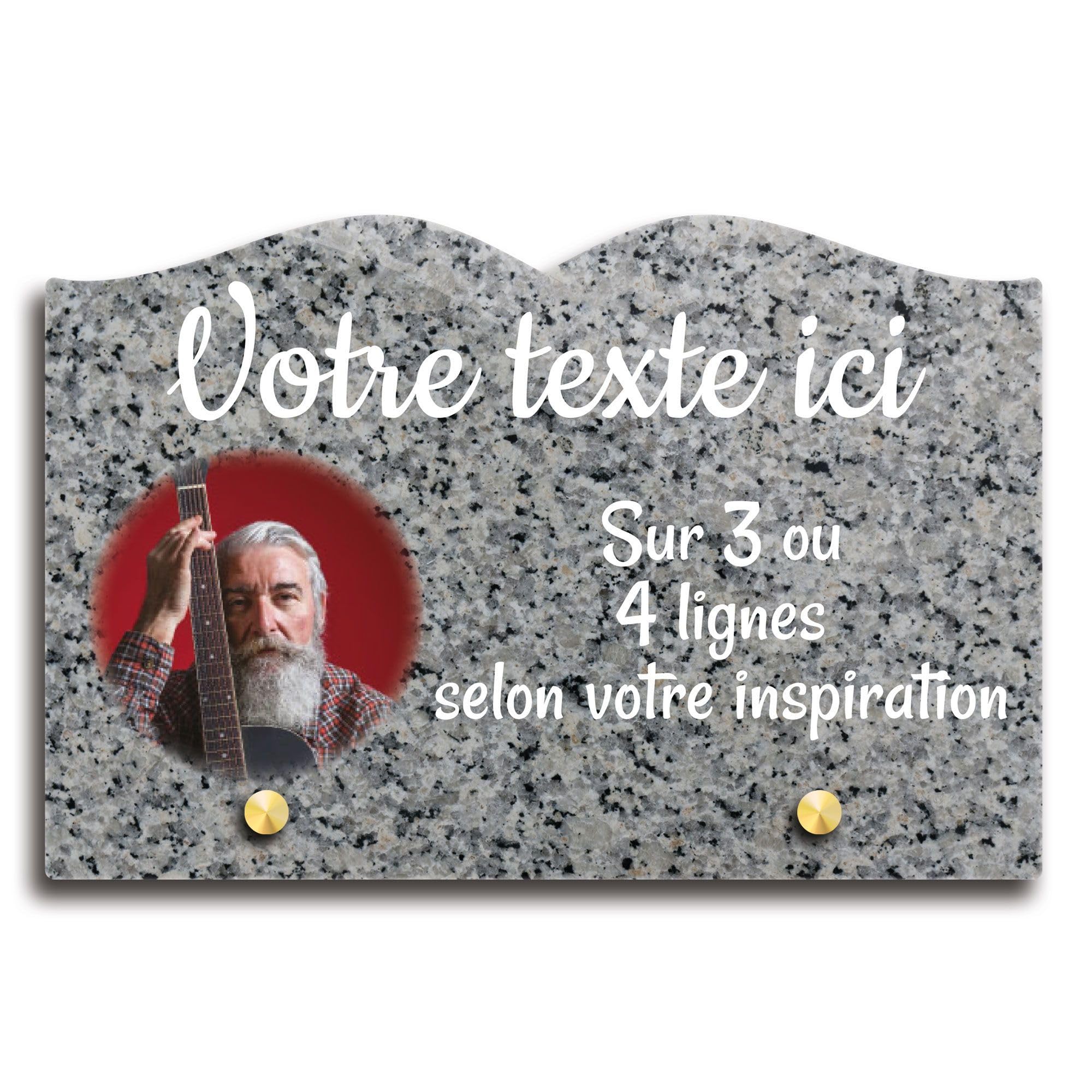 Placa funeraria libro con foto personalizable en plexi patrón granito 2, diferentes tamaños, grosor 6mm, personalizado en varias líneas 22x15 cm
