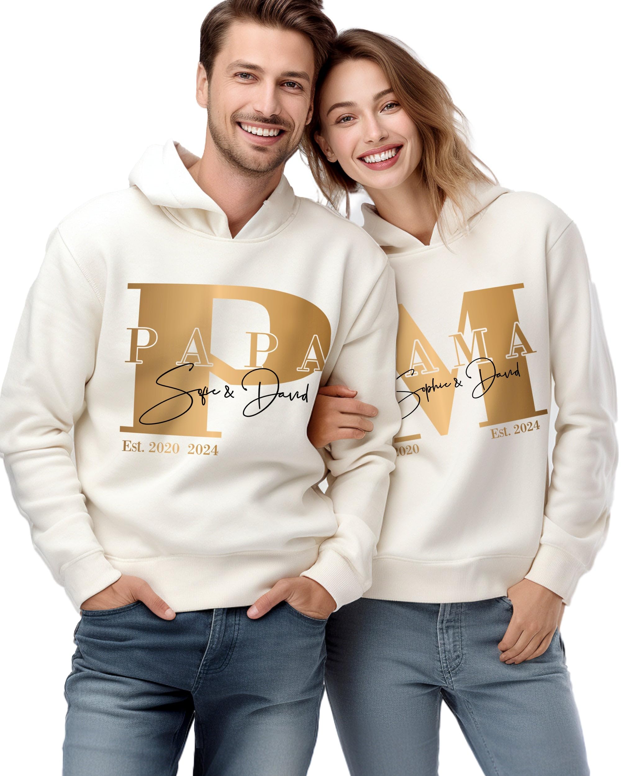 Personalisierte Bio T-Shirts Pullover für Familien Mama Papa Kinder Oma Opa, handbedruckt mit umweltfreundlichen Farben und Folien in Deutschland, Bio-Baumwolle