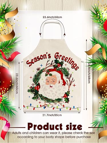 Miniatura 10 de SATINIOR 4 Pieces Christmas Kitchen Aprons Adjustable Cooking Apron Christmas Aprons for Women
