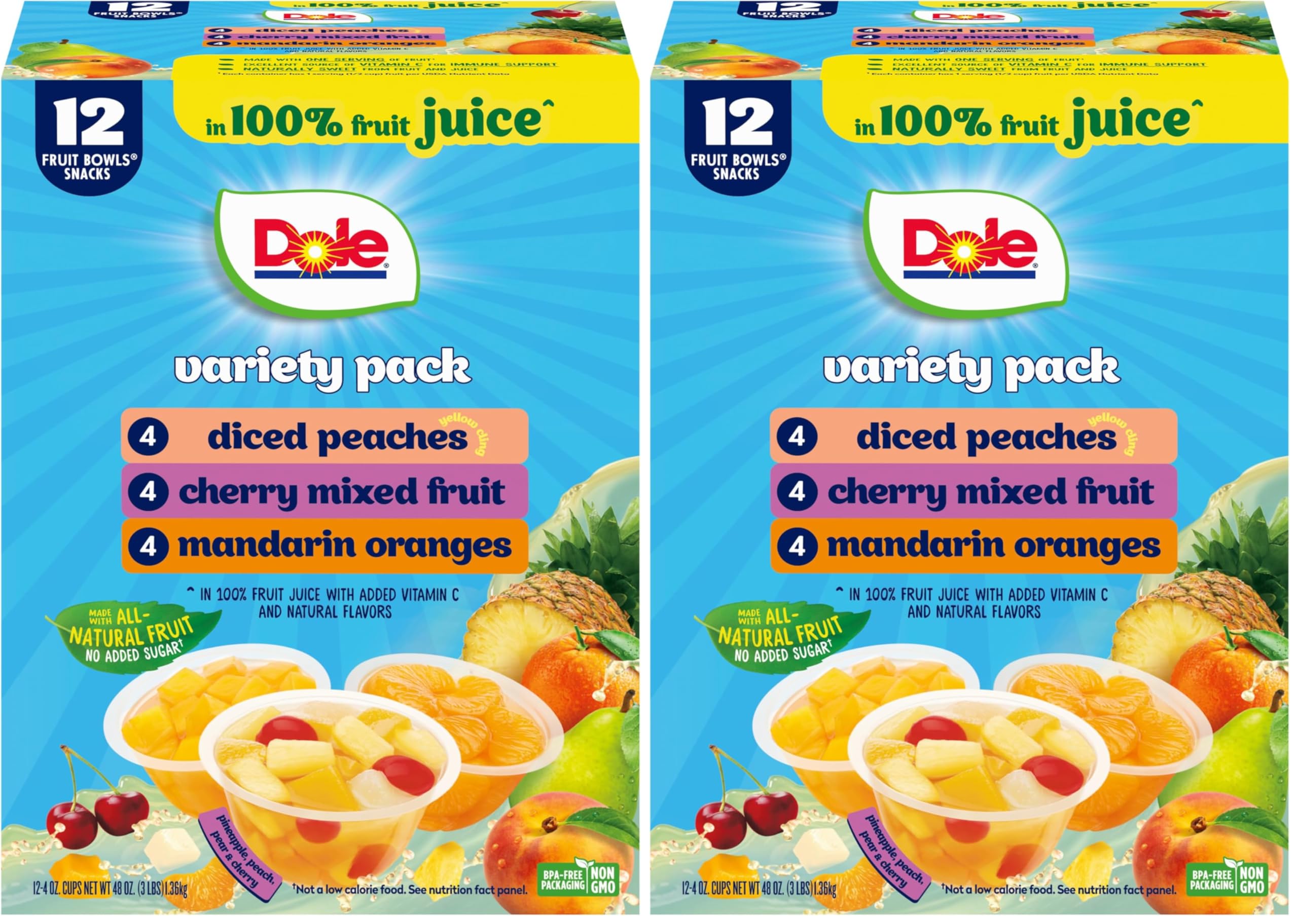 Amazon.com : Dole Fruit Bowls in 100% Juice Variety Pack Snacks