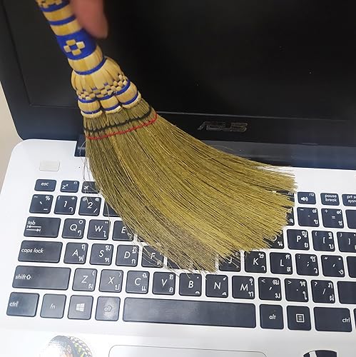 Miniatura 7 de Escoba pequeña con cepillo de maíz de 11 pulgadas, con marco, para interiores, resistente, multisuperficie, duro y suave, suministros de