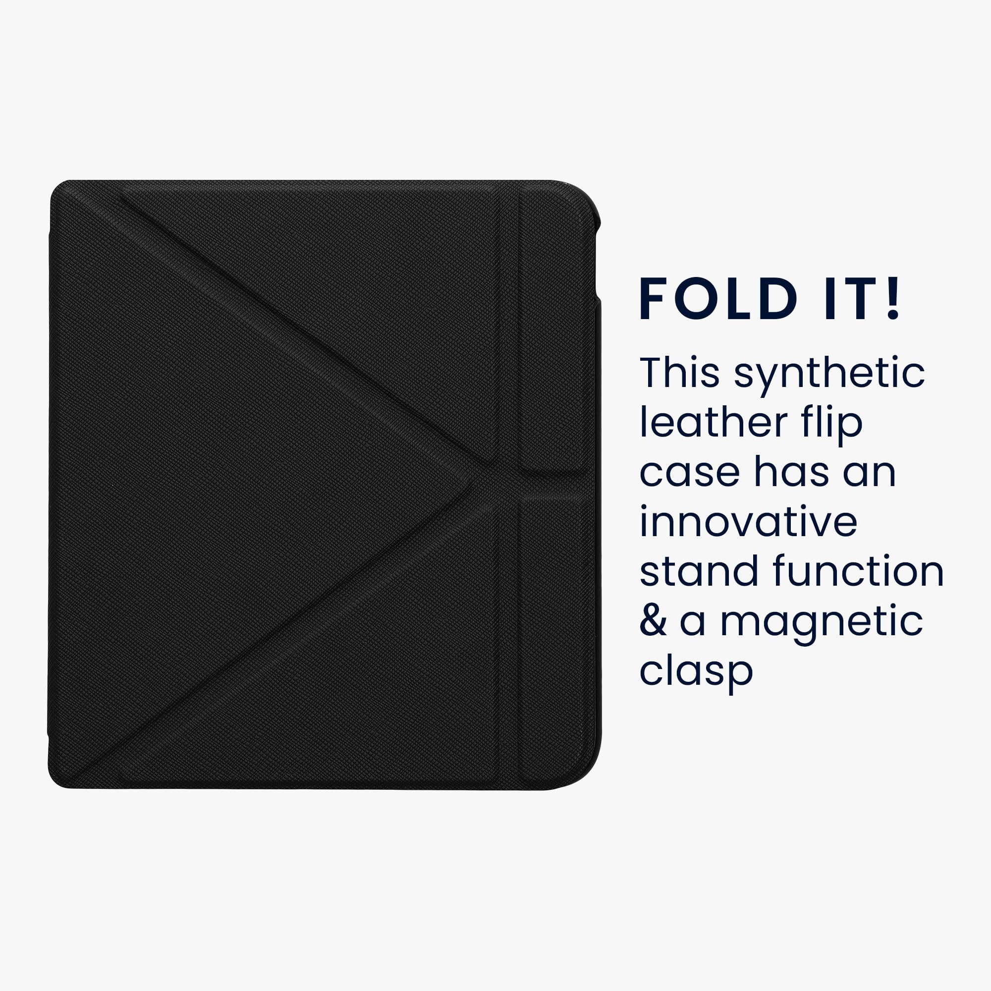 kwmobile Origami Case Compatible with Kobo Libra Colour Case - Slim PU Leather Cover with Stand - Petrol - Image 2