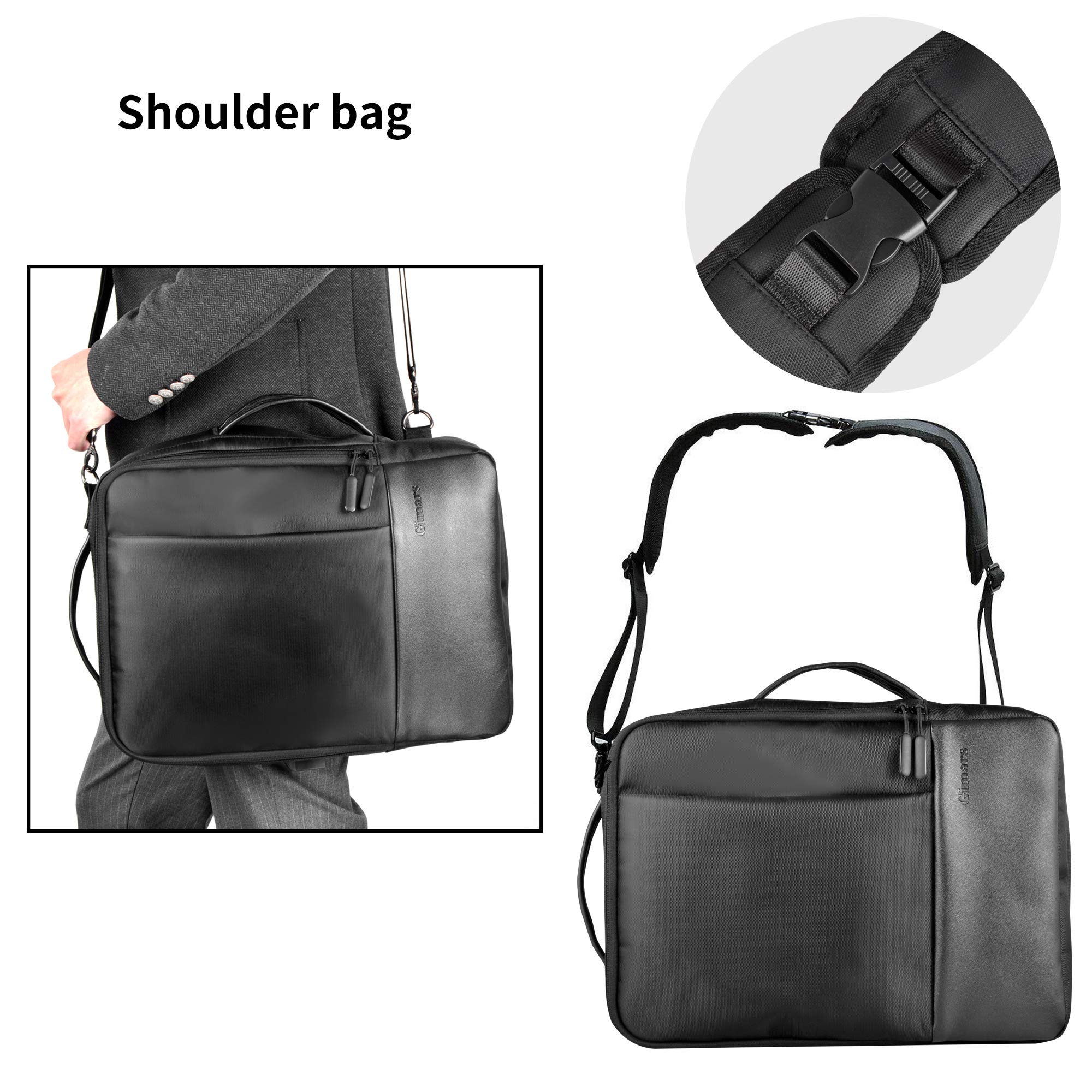 Gimars UPGRADE Diseño 3 en 1 Mochila para Portátil 15.6" con Puerto de USB Bolsa Portátil Unisex Mochila Multifuncional Ergonomica para Trabajo Oficina Escuela Negocio Viaje Avión,Negro