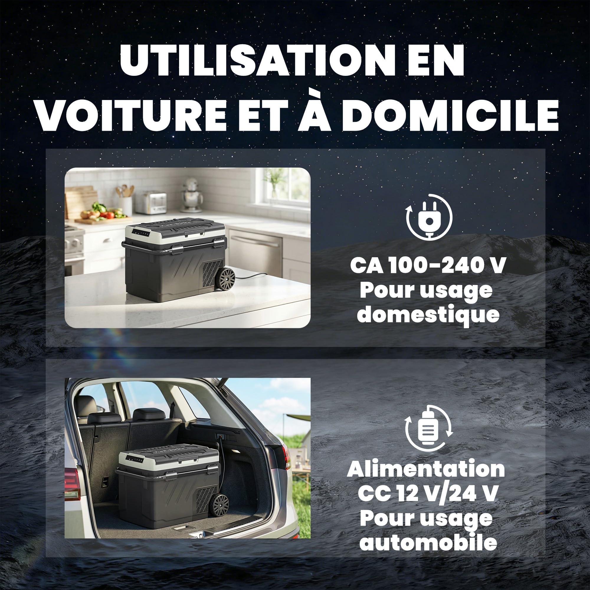 Outsunny Glacière Électrique Voiture 40L, Réfrigérateur Portable à Compresseur avec Double Zone, Refroidissement Puissant & Mode ECO, Contrôle par APP, -20℃ à 20℃, pour Voiture, Camion, Noir