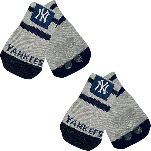 MLB New York Yankees - Calcetines antideslizantes para perro con parte superior elástica acanalada, talla medianagrande. Calcetines para interiores