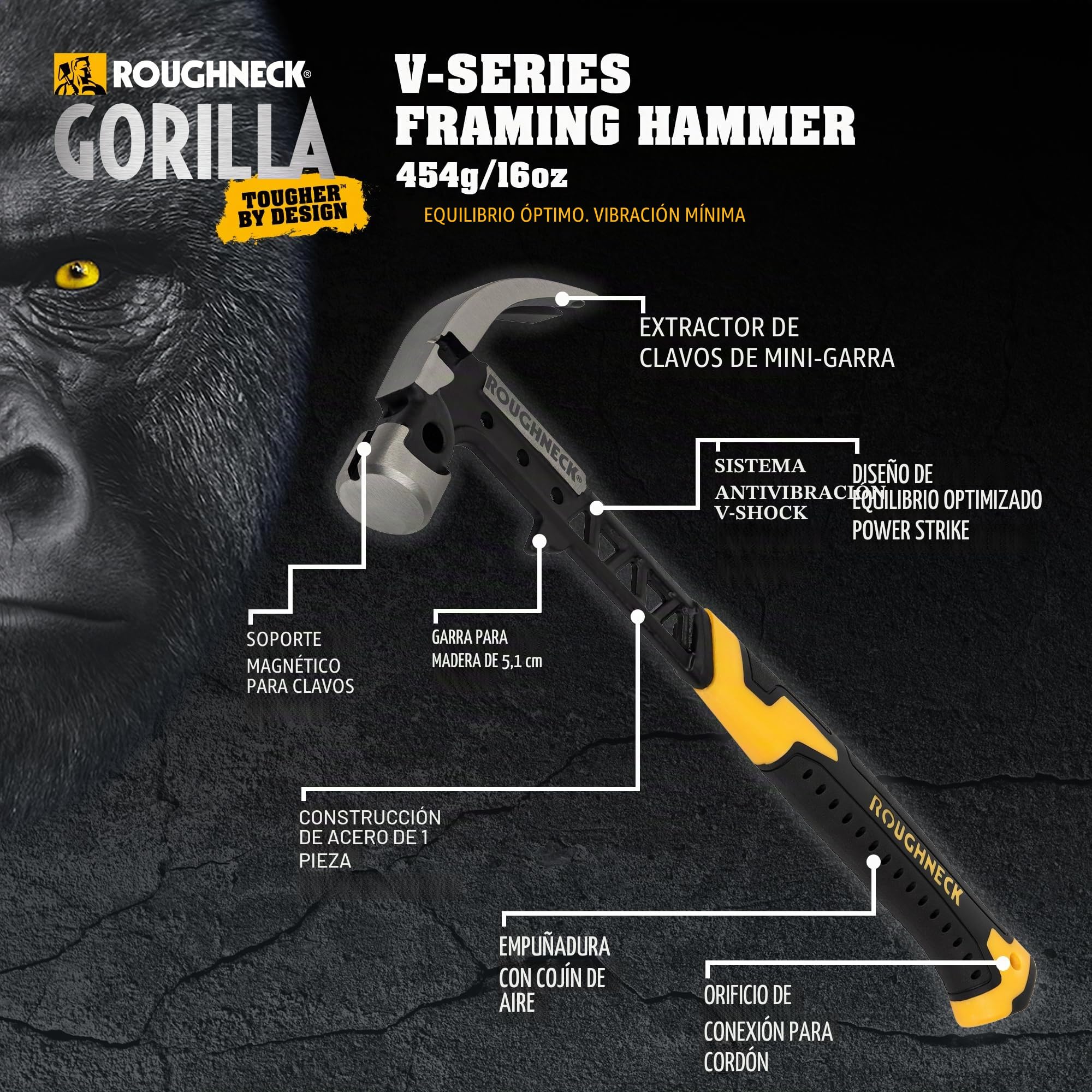 Roughneck® Gorilla V-Series Rahmenhammer 454 g