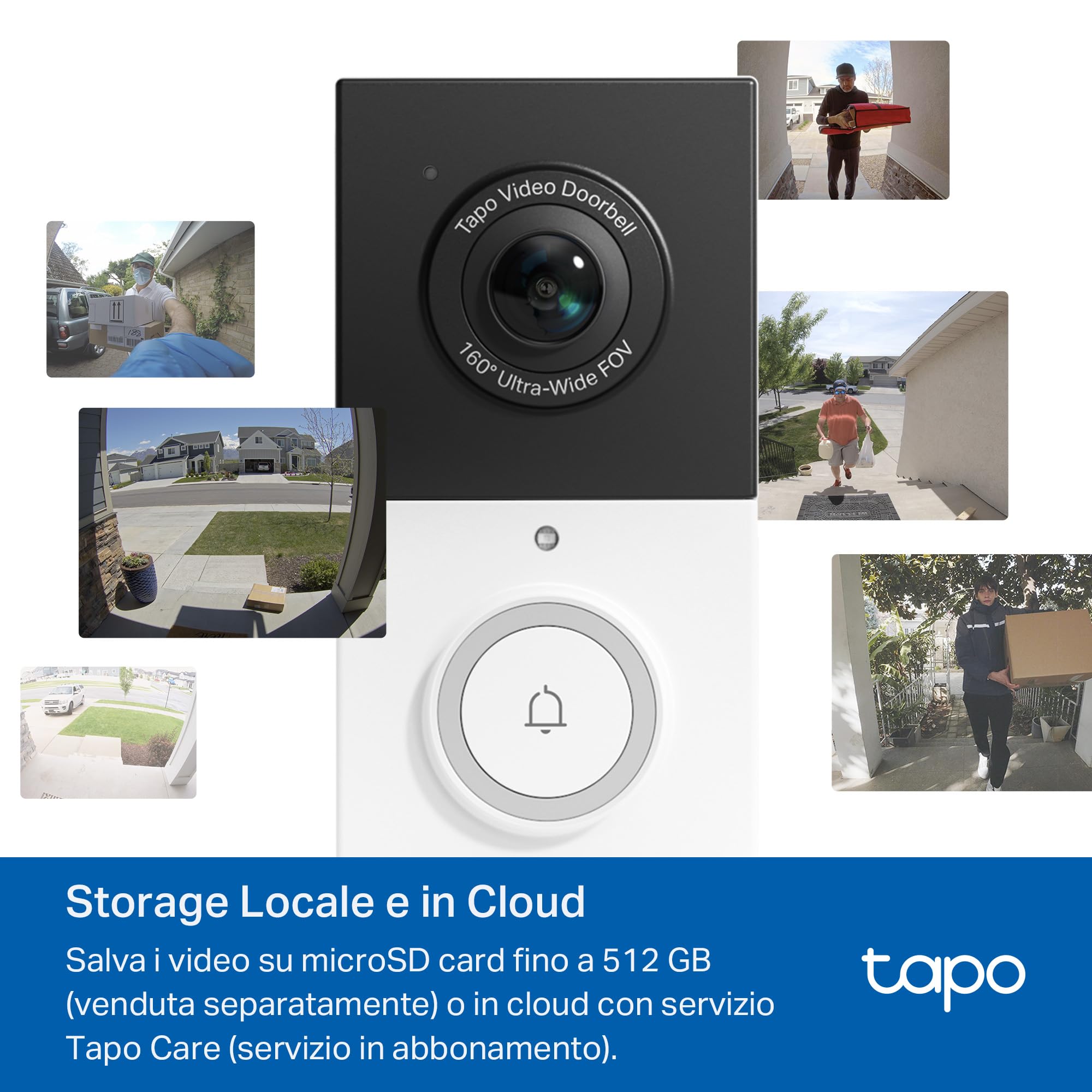 Tapo D210 Videocitofono 2K 3MP, Visione Notturna a Colori, Campo Visivo Etra-Largo, Rilevamenti Smart AI, Audio Bidirezionale, Comunicazione Diretta da APP, Batteria Dura 6 Mesi, Antifurto, IP65