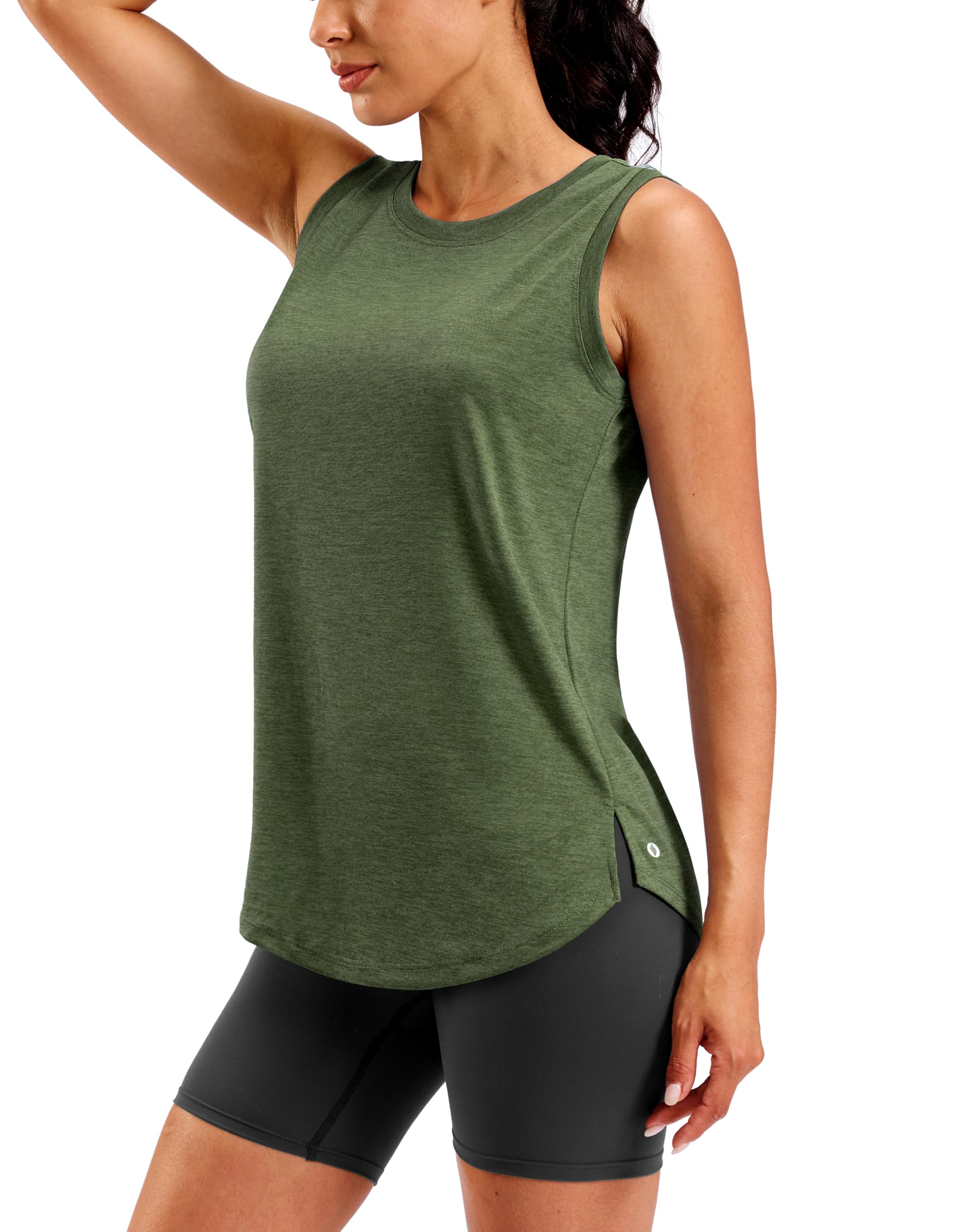 SANTINY Women's Lightweight Long Workout Tops Sleeveless Tennis Gym Yoga Shirts Athletic Running Tank Top for Women Loose Fit — view 16