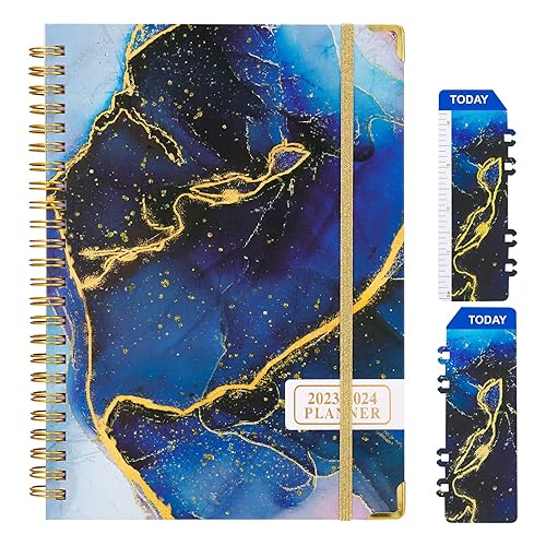FRIUSATE Academic Diary 2023-2024 - Academic Diary July 2023-June 2024 Week to View, A5 Mid Year Diary Weekly Work Planner, Twin-Wire Binding, Hard Cover, Elastic Closure(Blue)