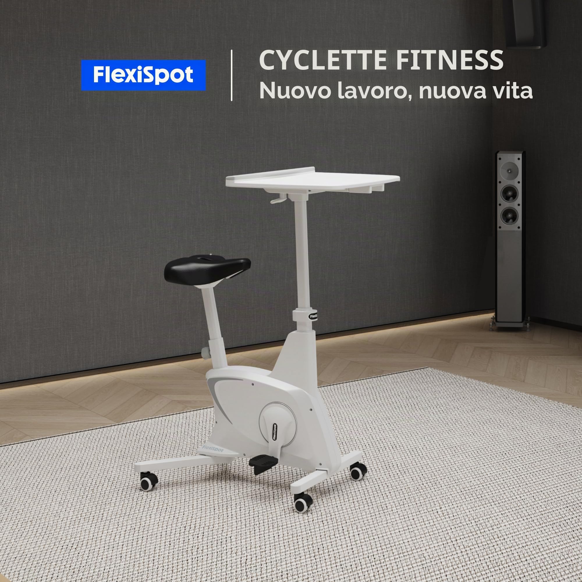 FlexiSpot V9 Lite Cyclette con Scrivania, Bicicletta da Fitness Portatile con Telaio Stabile e Funzionamento Silenzioso, per Casa e Esterni, Capacità 100 kg, Allenamento Aerobico