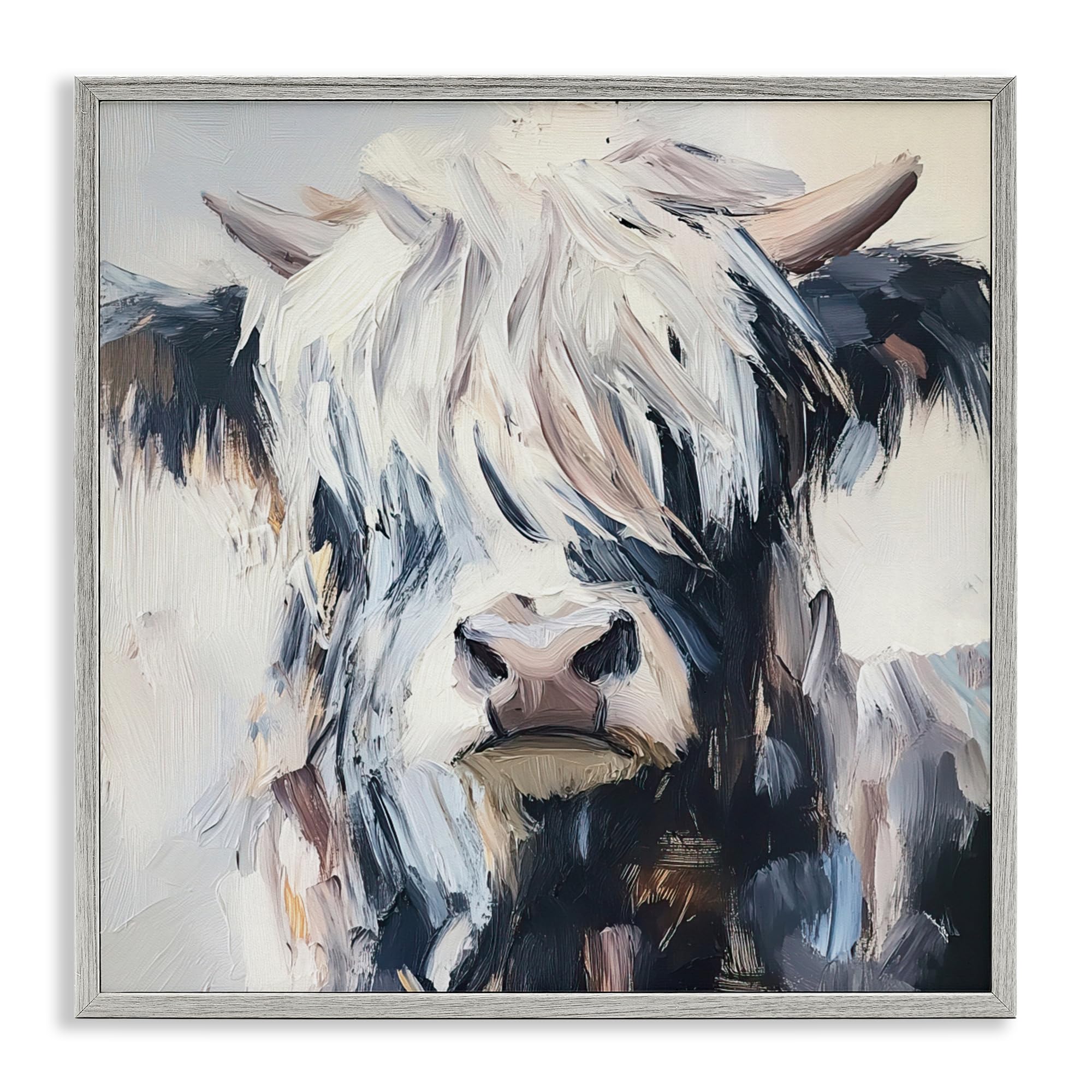 Stupell Industries 'Scruffy Little Highland', Framed Giclee Art, Gray, 12 x 12 Inches, Easy to Hang and Sturdy, Made in USA, by Tina LeCour