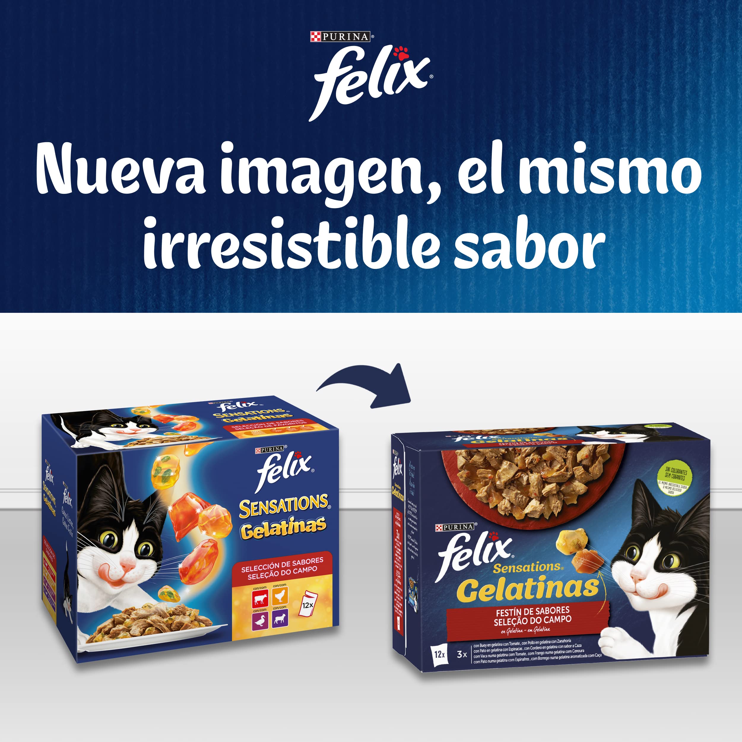 Purina Felix Sensations mokra karma dla kotów dla dorosłych opakowanie różnych ryb, 6 opakowań po 12 saszetek po 85 g - 72 saszetki