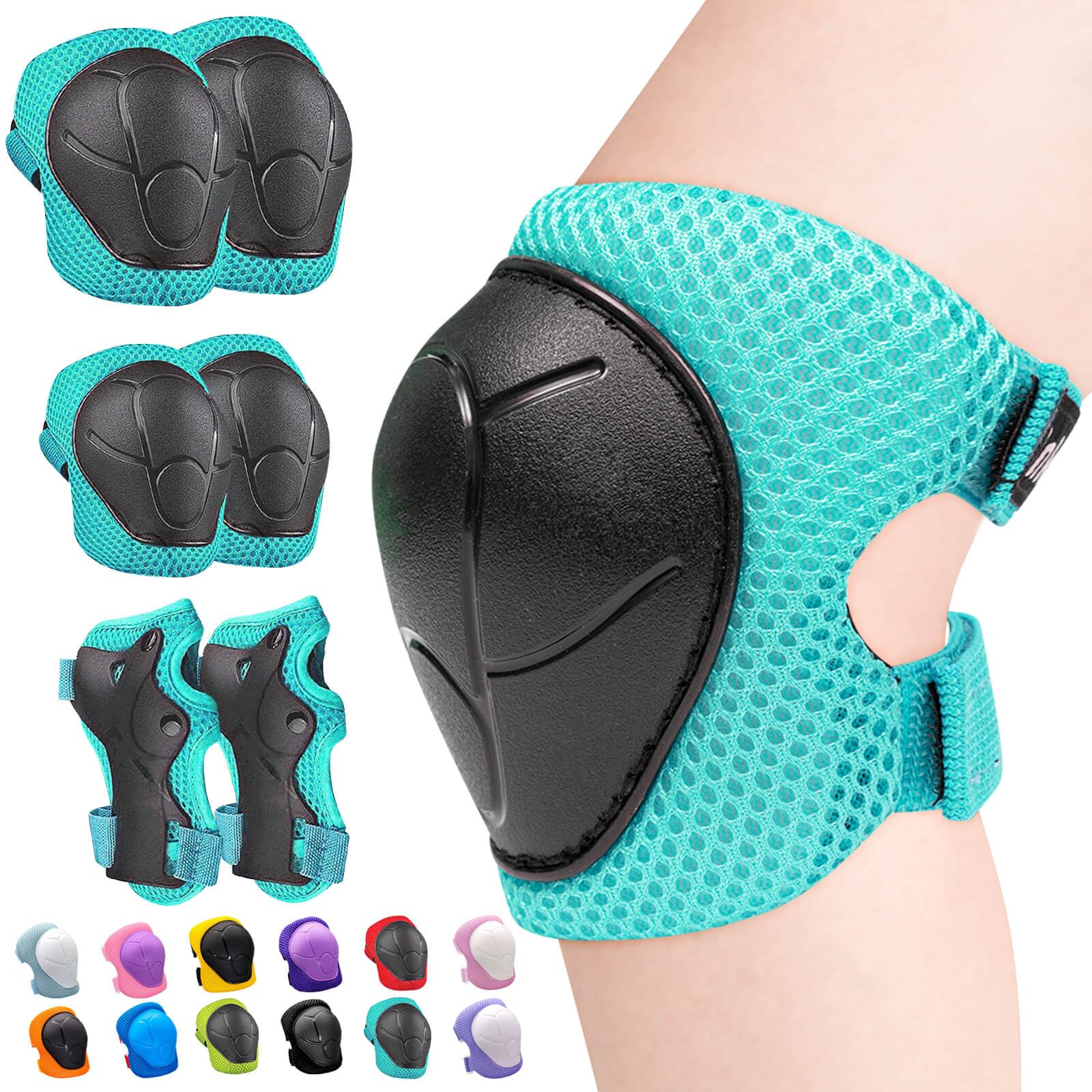 Inkidio Knee Pads for Kids Unicorn Protective Gear Set Knee Pads and Elbow Pads Set with Wrist Guard for Girls Boys Roller Skates Inline Skatings Scooter Cycling Bike Skateboard(Medium Cyan) — image 1
