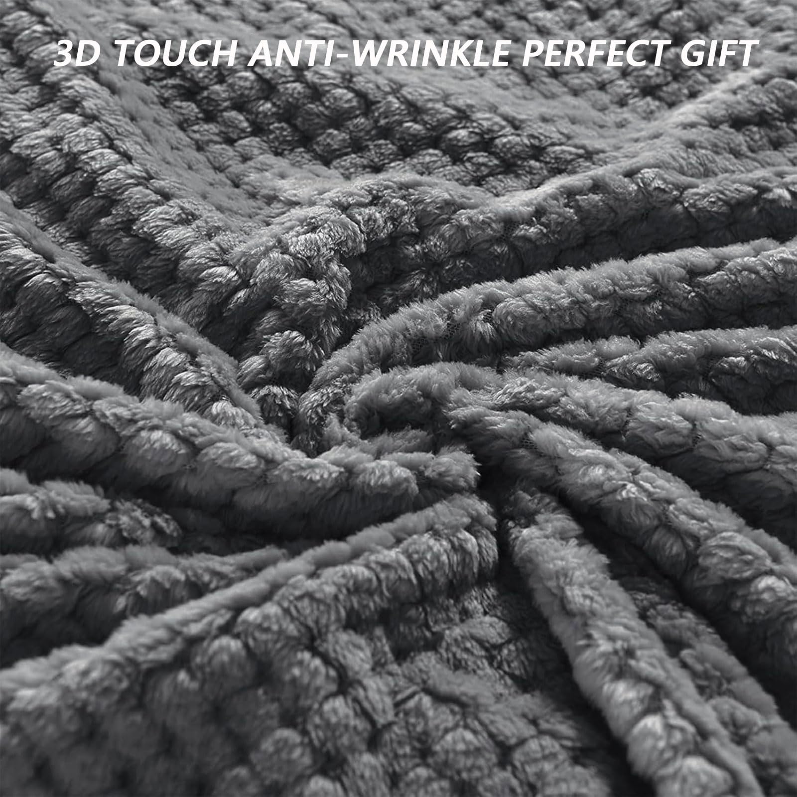 Manta Franela 130 x 170 cm Exquisita y Cálida Manta para Todas Las Estaciones de Franela Polar para Sofá y Cama, Gris Oscuro