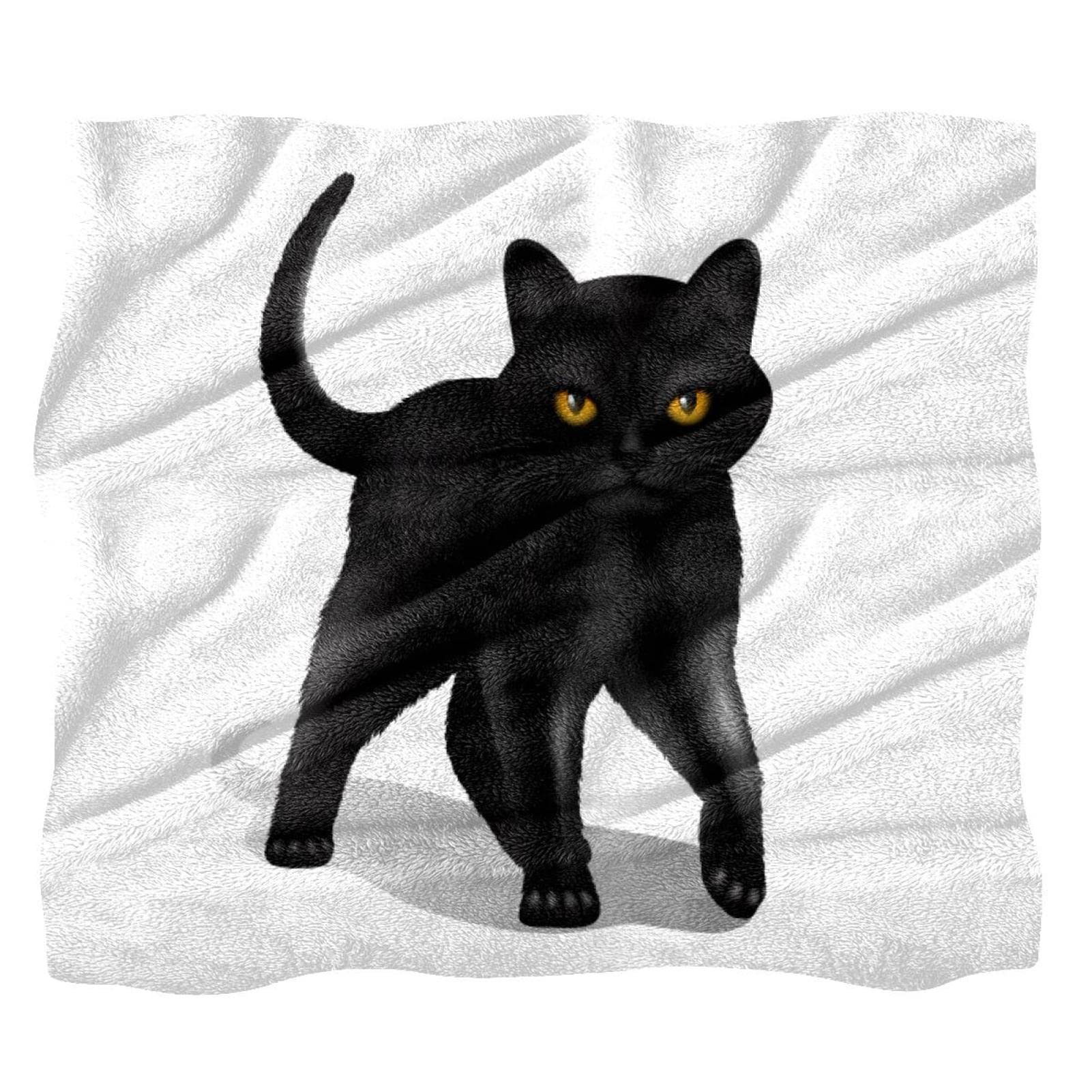 Couverture polaire douce canapé plaid lit motif chat noir confortable