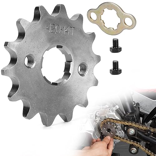 WATODAY Piñón delantero para motocicleta 420-14T 0.787 in, se adapta a 12 pulgada de paso 420 cadenas, piñón para motocross de 125 cc, 140 cc, 150