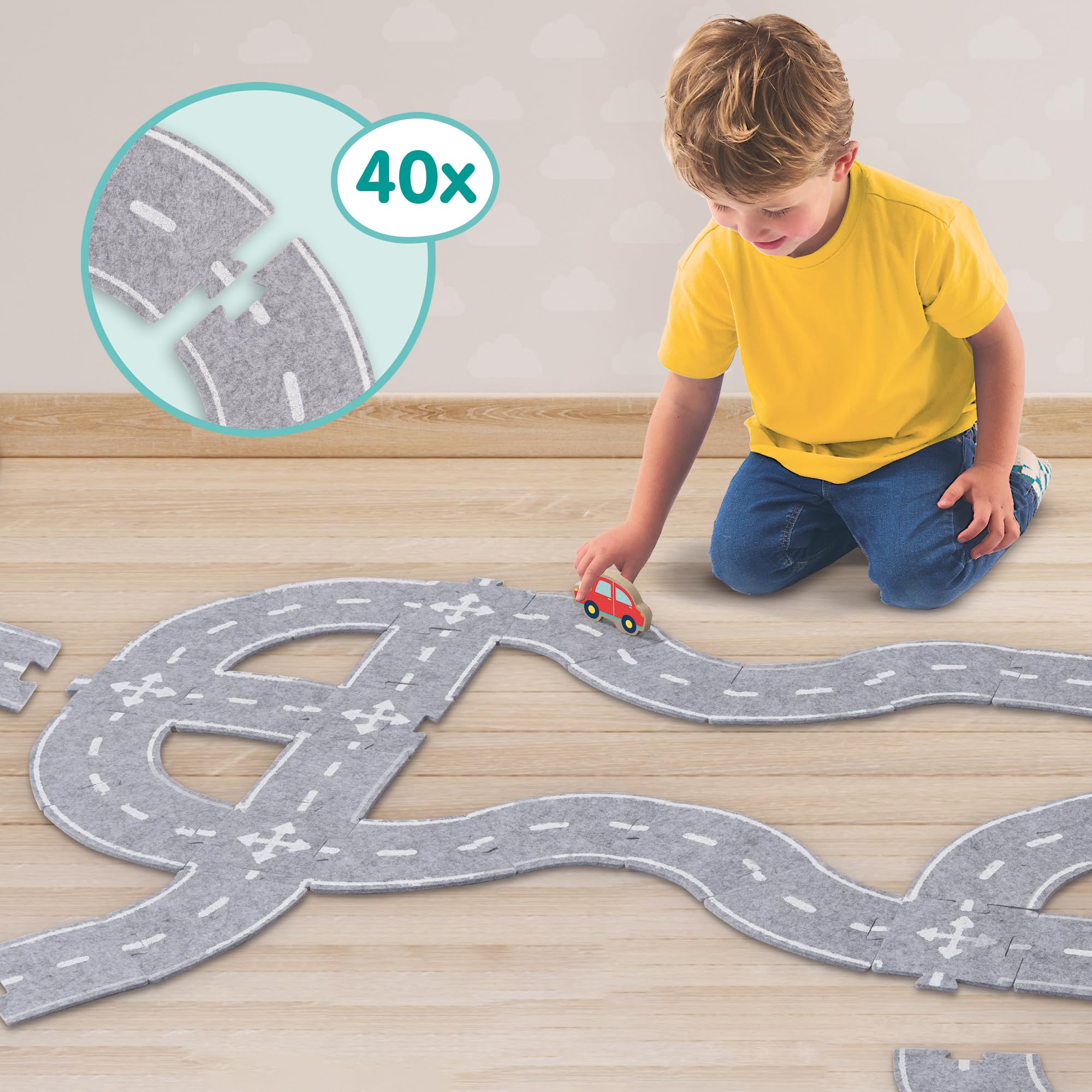 Amazon.com: SES Creative 13152 Felt Road Set 40 Pieces with Car