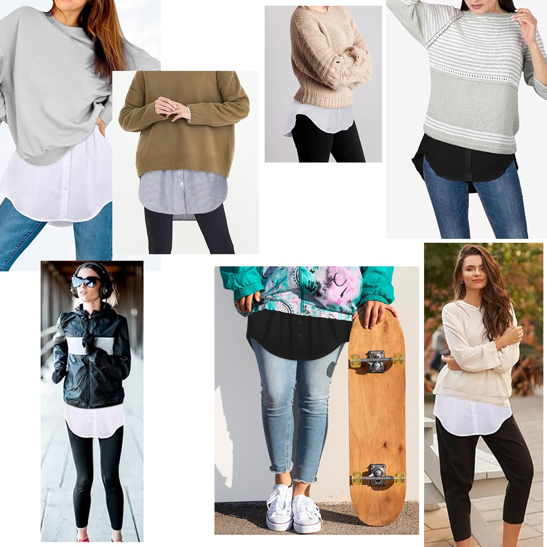 Girstunm Women's Shirt Extender for Women Adjustable Layered Fake Top Lower Sweep Shirt Half Length Mini Skirt for Girls