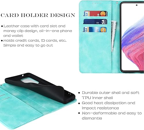 Miniatura 2 de Havaya Funda para teléfono Samsung Galaxy A53 con tarjetero, para Galaxy A53 0.18 oz, funda tipo cartera para mujer, SM-A536U, con ranuras para