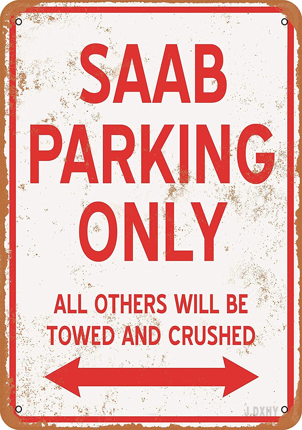 Metal Tin Sign, SAAB Parking ONLY Vintage Wall Plaque Man Cave Poster Decorative Sign Home Decor for Indoor Outdoor Birthday Gift 8x12 Inch