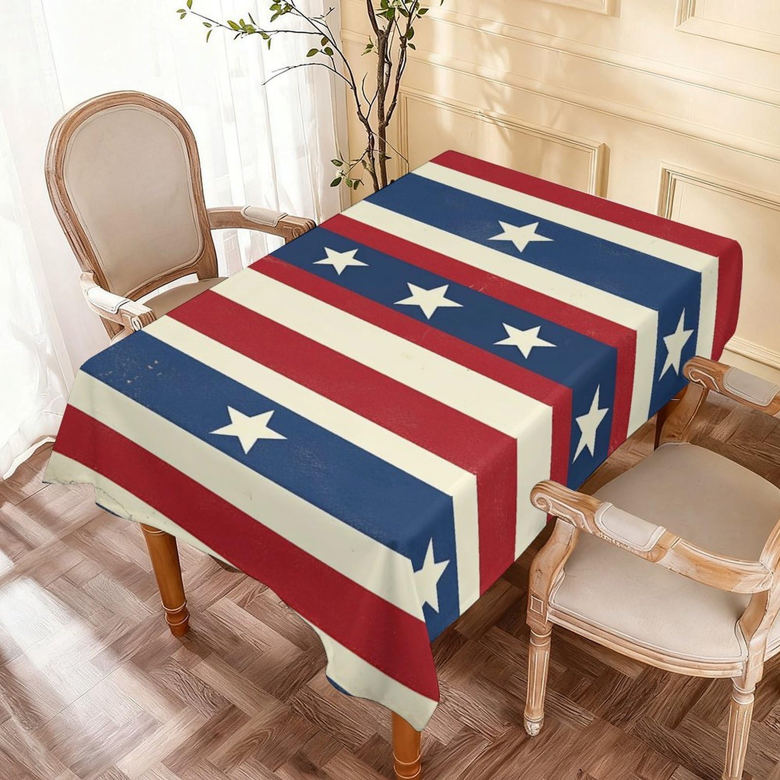 Nappe décorative drapeau américain 137x183 avec couverture de table durable
