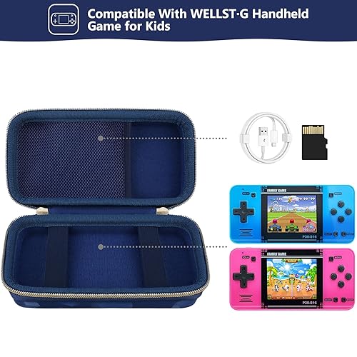 Miniatura 2 de Supmay Funda de transporte compatible con WELLSTG Juego de mano para niños, 220 videojuegos retro precargados, soporte de almacenamiento portátil