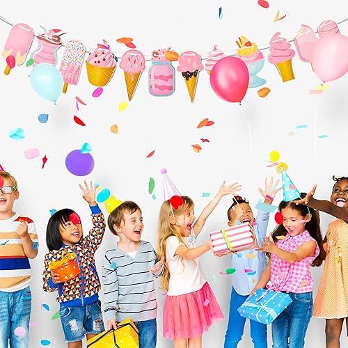 Miniatura 7 de Outus 2 piezas de guirnalda de helado para decoración de fiesta, suministros de decoración de serpentina para verano, piscina, playa, baby shower,