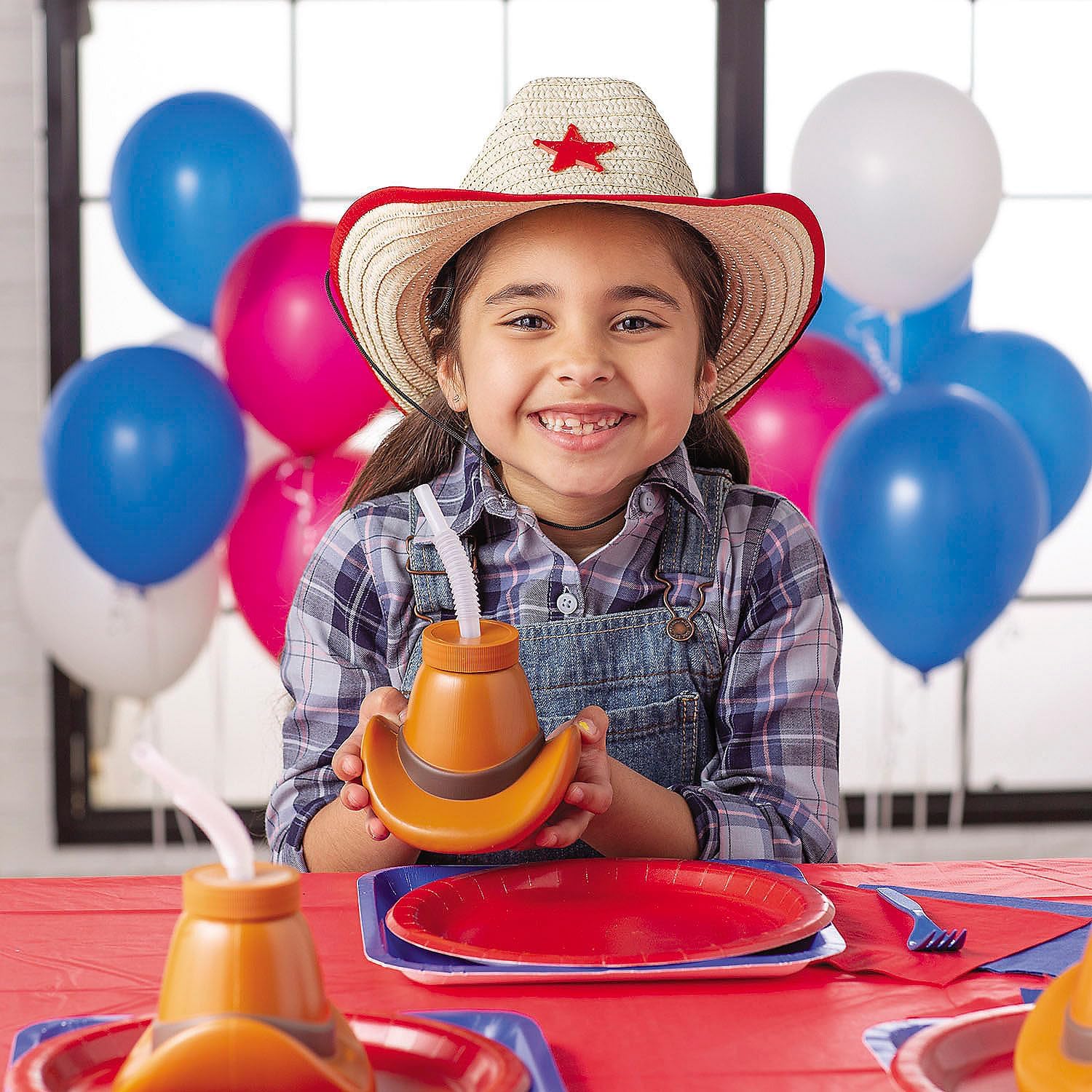 Fun Express Kids Cowboy Hat Bulk 48 Pack - Cowgirl Hats for Boys and Girls with Star Design | Western Party Decorations and Favors for Cowboy Birthday Party, Rodeo Theme Events and Dress Up Play